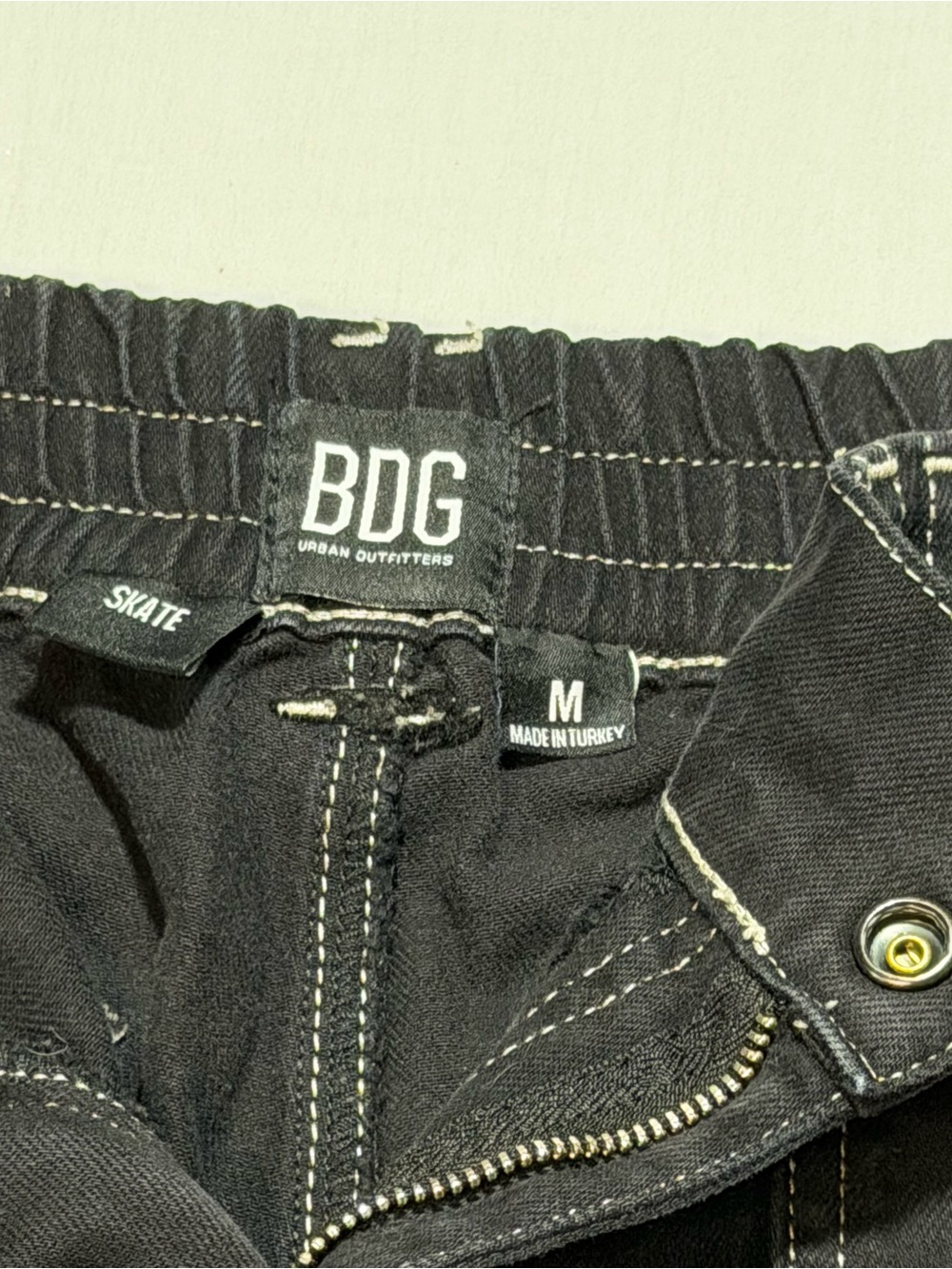 BDG Black High-Waisted Jean Shorts with Contrast Stitching - Picture 7 of 11